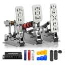 SIMSONN Plus X Sim Racing Pedals PC Racing Simulator Load Cell HE Hydraulic Pedal Support Haptic Reactor-Silver (3 Pedals Set P3-H3)