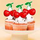 Cherry Birthday Party Supplies 48PCS Cherry Cupcake Toppers Sweet Cherrties Party Cake Decorations Fruit Theme Baby Shower Decor for Girls Wedding Bridal Shower Supplies