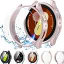 Screen Protector Compatible with Samsung Galaxy Watch 7 40mm, 5+5 Pack HD Tempered Glass Protective Film and Hard PC Bumper Case for Samsung Galaxy Watch 7, Face Cover for Samsung Watch 7 40mm (Black/Clear/Rosegold/Pink/Starlight)