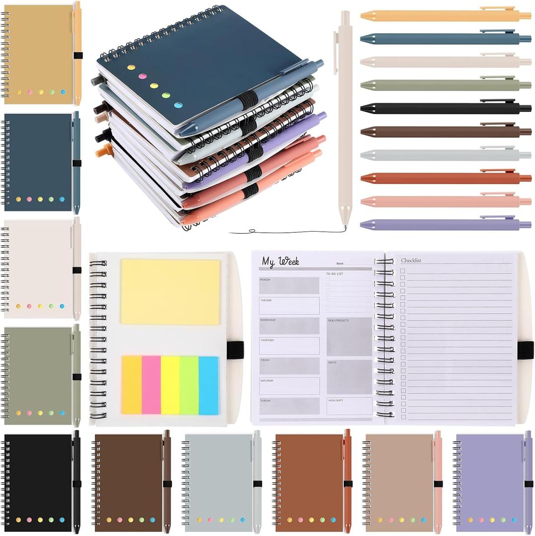 20 Set Employee Appreciation Gift School Weekly to Do List Spiral Planner Notebook with Sticky Note Ballpoint Pen Thank You Gift for Student Teacher Must Haves Office(Neutral Color)