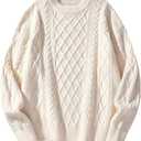 Laixton Women's Oversized Sweater Unisex Long Sleeve Vintage Cable Knit Sweaters Aesthetic Streetwear Casual Sweater Top, Size: XL