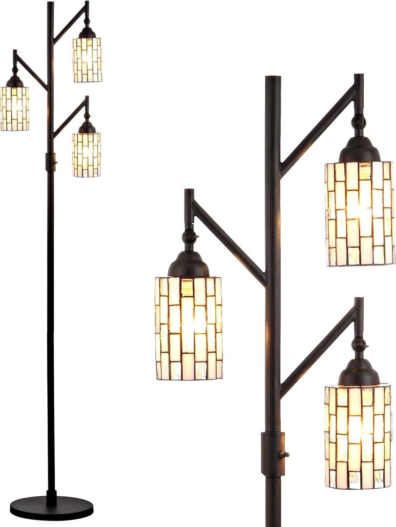 JONATHAN Y JYL8012A Tiffany-Style 71" Multi-Light Metal Rotary LED Floor Lamp, Traditional, 3 Lights for Home, Bedroom, Dining Room, Dorm Room, Bronze