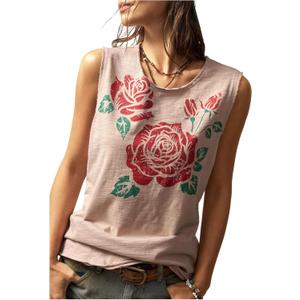 SOLY HUX Women's Floral Tank Tops Sleeveless Crewneck Casual Summer Vacation Top (M)