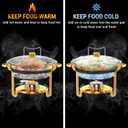 Round Chafing Dishes for Buffet 5 Qt,High Grade Chafing Dish Buffet Set, Full Size Pan,Rolled-Edge Design Food Warmers for Parties,Buffet,Wedding,Birthday,Camping 4 PACK (Gold-Glass)