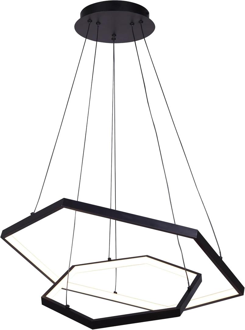 Canarm Capri 24-Inch LED Chandelier, Matte Black Finish with Integrated Dimmable LED, Adjustable Height Modern Lighting for Dining Room, Kitchen or Living Room