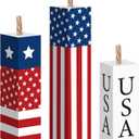 Amyhill 3 Pcs 4th of July Decorations Set Wooden Patriotic Table Centerpieces Independence Day Wood Firework Fourth of July Table Signs for 250th Anniversary Home Farmhouse Decor (Star)