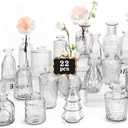 RUCKAE Small Clear Bud Vases Bulk 22 Pack Mini Flower Glass Vases for Centerpiece Table Wedding Decorations Home Decor Party(Transparent)