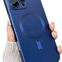 ankofave Magnetic for iPhone 16 Pro Case, with Camera Lens Protector, Compatible with Magnetic, Slim Shockproof Bumper Soft Silicone Metallic Lustre Phone Case for iPhone 16 Pro, Dark Blue