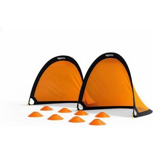 4ft Pop-Up Portable Soccer Goals - Set of 2 Training Goals for Kids & Adults with Carrying Case, 8 Agility Cones - Lightweight, Quick-Setup Practice Net for Backyard Park