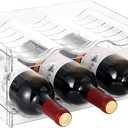 IEEK Plastic Stackable Bottle Storage Holder Rack,Free-Standing Water Bottle/Wine and Drink Organizer Shelf for Kitchen Cabinet,Fridge,Countertop,Pantry,Freezer,2 PackX3 Bottles,Clear (2 Tier-Holds 6 Bottles)