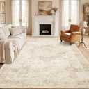 Garvee 8x10 Area Rug Vintage Boho Beige Washable Living Room Rug Non Slip
Neutral Medallion Carpet Soft Retro Low Pile Distressed Floor Mat for Dining Room Bedroom Office Indoor Home Decor