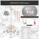 CATINER Gold Chandeliers 12 Lights Modern Sputnik Chandelier Large L52Mid Century Ceiling Pendant Light Fixtures with Smoke Glass Globe Shades for High Ceiling Living Dining Room Foyer Staircase