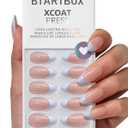 BTArtbox French Tip Press On Nails - Something Blue, Lamp-Curable 4-Week Wear Blue Medium Almond Press On Nails with Glue and Adhesive Tabs, Easy-to-Apply in 15 Sizes - 30 Nails All-in-One Kit