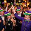 Geyoga 5 Pcs Mardi Gras Costume Accessories Set Mardi Gras Purple Green Gold Beads Necklaces Sequin Bow Tie Sequin Fedora Hat for Women Men Carnival Costume Masquerade Parade Party Decoration Supplies