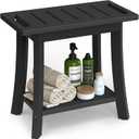 HDPS Waterproof Shower Bench for Inside Shower, Shower Stool, Black, Medium 19x10x18 Inch