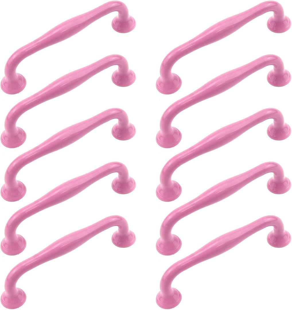 Semetall 10Pcs Furniture Drawer Knobs Kitchen Cabinet Handle with Mounting Screws,Pulls for Cupboard Room Door Cabinets and Organizer Box(Pink, Cylindrical)