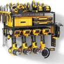 Power Tool Organizer Wall Mount  200Lbs Load 3 Layers Storage Rack with 4 Drill Holders for Drills Cordless Tools. Heavy Duty Iron Garage Tool Organizer Storage for Workshop Shed Pegboard Basement