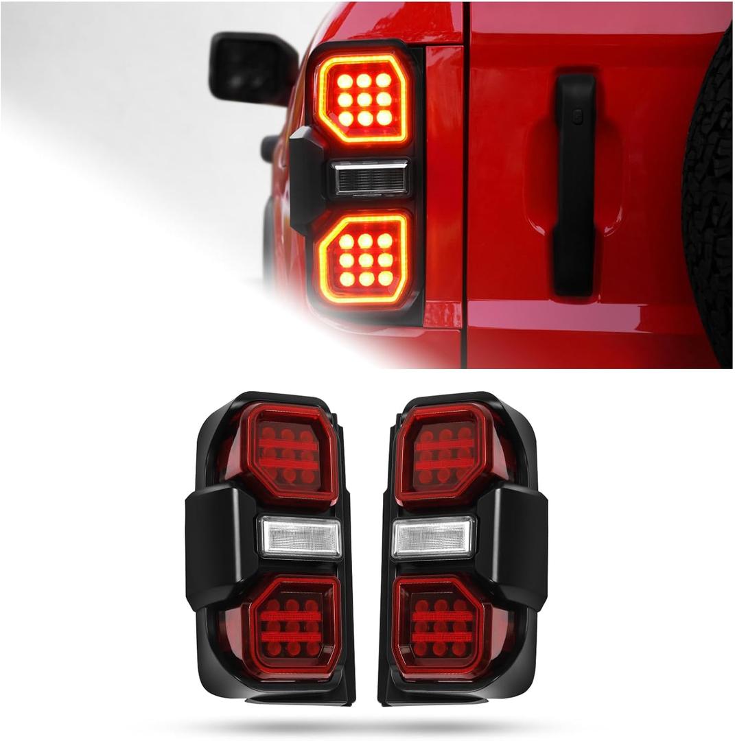 A Pair LED taillights for Ford bronco 2021-2025 taillight assembly, a pair of red lens taillight assemblies, Ford bronco 2021, 2022, 2023, 2025 models(2PCS) (A Pair-B)