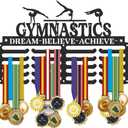 SUPERDANT Sports Medal Hanger Display Medal Holder Wall Mount Medals Hanging Hooks Medal Holder for Wall Matte Black Metal Display Rack Iron Race Ribbon Award Organizer Gifts for Athletes