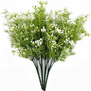 Artificial Plants, Fake Gypsophila Shrubs Plastic Pearl Bridal Bouquet Faux Baby Breath Flowers Bushes Greenery Decor for Indoor Outdoor Garden Party Wedding DIY Decoration 4 Pack