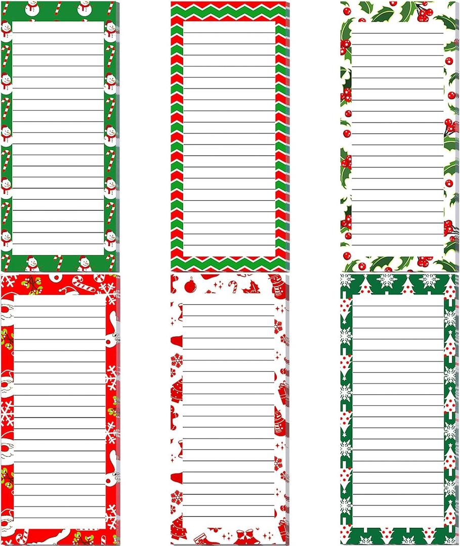 Zonon 6 Pieces Christmas Magnetic to Do List Notepads Christmas Notepad Magnetic Paper Pad Grocery Shopping List Pads for Fridge Reminders Memo Pad Scratch Pads(Classic)