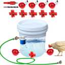 Automatic Chicken Waterer Kit, Chicken Water Feeder with Water Hose, Chicken Waterer Nipples Cups, Chicken Coop Accessories for Poultry Turkey Peafowl Quail Duck Goose (White)