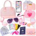 KUBUSFLY Toddler Play Purse for Little Girls, 35PCS Kids Purse with Pretend Play Princess Toys Includes Handbag, Camera, Phone, Wallet, Key, Kids Purse Birthday Gift for Girls Toddler Age 3 4 5 6+