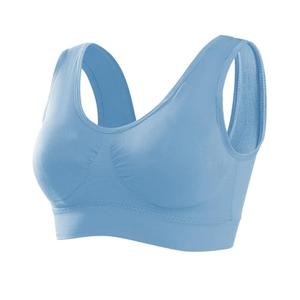 Memoryee Sports Bras Women 1 Pack Set Plus Size for Large Breasts Non Wired Inserts Washable Padded Push Up Vest Crop Top Lake Blue 3XL