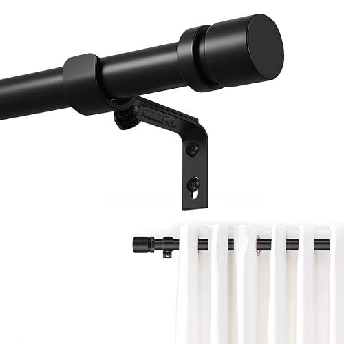 Ottsuls Curtain Rods for Windows, 32 to 46 or 58 Inches Max Adjustable Length, 1 Inch Diameter, Black Decorative Curtain Rod Set, Rustproof Heavy Duty Metal Pole with Brackets