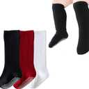Baby Knee High Socks with Grips, Soft Cotton Ribbed Over the Calf Anti-Slip Long Socks for Newborn Infants & Toddlers