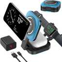 3 in 1 Mini Foldable Charging Station for Apple Devices, Wireless Charger Stand for Magsafe for iPhone 17/Air/16/15/14/13/12 Series, Apple Watch Series, AirPods pro/2/3/4, Gifts for Women Men (Blue)