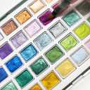 Artecho Metallic Watercolor Paints, 50 Glitter Watercolor Paint Set, Water Colors Paint Adult Set with Bottom Ring for Easy Holding, Ideal for Amateur Hobbyists, Painting Lovers and Artists