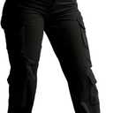 Women Mid Waisted Cargo Jeans Flap Pocket Straight Wide Leg Casual Baggy Boyfriend Denim Streetwear Pants (Large, Black)
