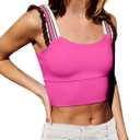 Wenlia Women's Cropped Tank Tops Sleeveless Stretchy Camisole Ruffle Wide Strap Cut Out Workout Gym Athletic Camis Shirt (X-Large)