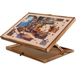 Lavievert 2 in 1 Reversible Jigsaw Puzzle Board, Angle & Height Adjustable Wooden Puzzle Plateau Easel for Adults, Portable Tilting Table with Non-Slip Surface for 1000 & 1500 Piece Puzzles