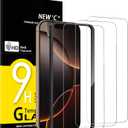 NEW'C 3 Pack Designed for iPhone 17, 17 Pro, iPhone 16 Pro Screen Protector (6.3 inches), Enhanced Tempered Glass Protection with easy installation tool included,Case Friendly Ultra Resistant