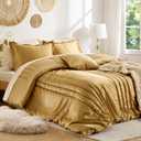 MUSSEL Velvet California King Size Comforter Set 3 Pieces,Luxury Gold All Season Cozy Velvet Bedding Comforter Sets,Modern Striped Lightweight Fluffy Bedroom Sets