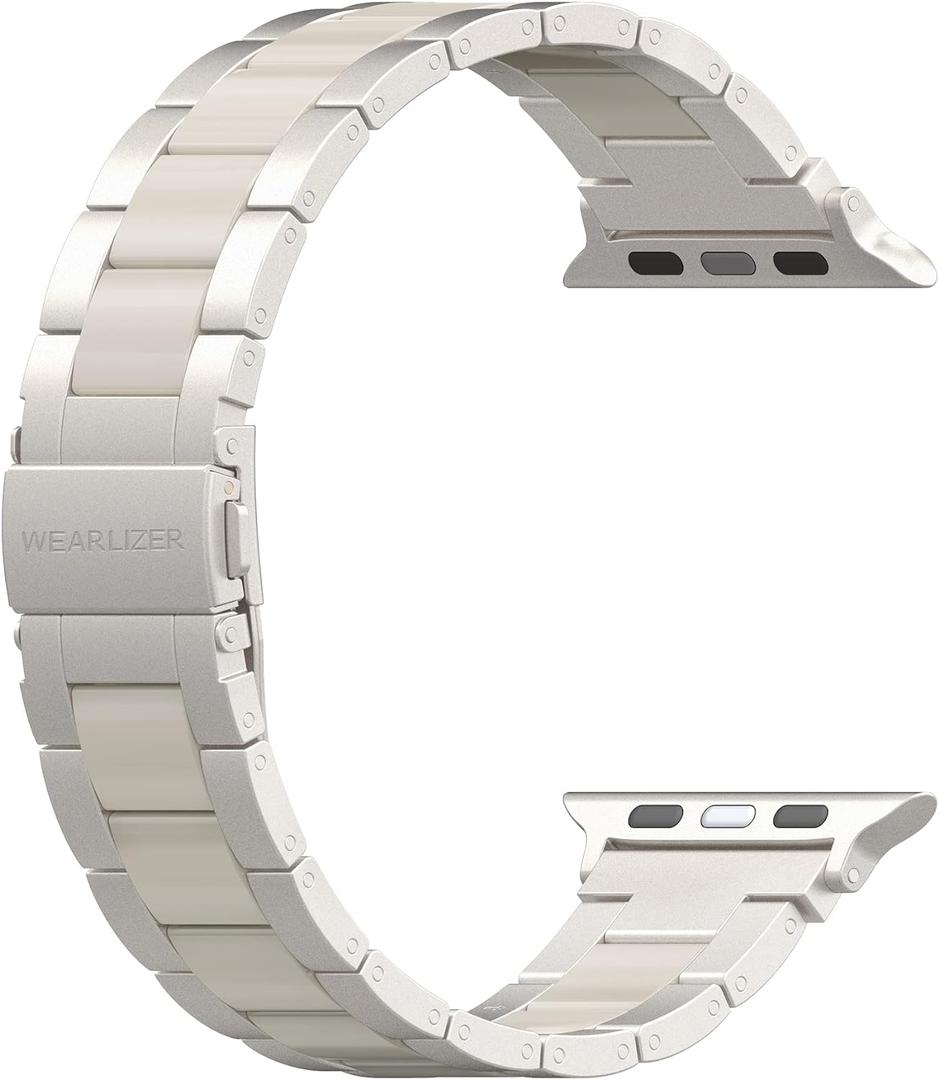 Wearlizer Starlight Resin Compatible with Apple Watch Bands 38/40/41/42mm Womens, Wristbands Gold Stainless Steel Replacement Classic Strap Bracelet iWatch Series 11 10 9 8 7 6 5 4 3 SE/Ultra 3 2 1
