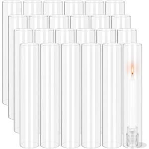 24 PCS Hurricane Candle Holder, 2.5" W x 14" H Open Ended Glass Candle Cylinder Sleeve, Clear Glass Cylinder Candle Holder, Open Flame Candle Chimney Tube Cover, Bottomless Cylindrical Glass (Transparent)