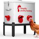 40LBS Large Chicken Feeder Automatic Chicken, 6 Feeding Ports Chicken Feeder Port, Anti-Waste & Rat Proof Chicken Feeder Design, Adjustable Stand for Chicken Coop Accessories & Poultry
