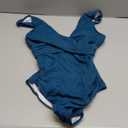 Women's One Piece Swimsuit Tummy Control Plung V-Neck Bathing Suit Wide Straps Swim Suit Wrap Swimwear (Large, Peacock Green)