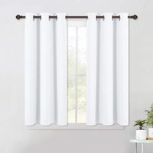 NICETOWN Window Draperies Curtains Panels - Blocking Out 50% Sunlight Curtains, Grommet Top Small Window Drapes for Bedroom (2 Panels, 42 by 45, White) NICETOWN Window Draperies Curtains Panels - Blocking Out 50% Sunlight Curtains, Grommet Top Small Window Drapes for Bedroom (2 Panels, 42 by 45, White)
