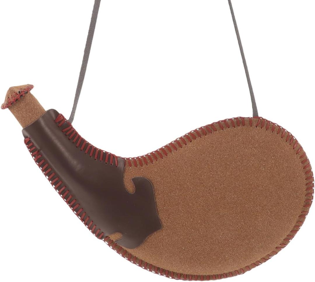 Leather Water Bag Bota Bag for Wine and Liquid Storage with Strap Portable Traditional Handmade Flask Case for Outdoor Travel