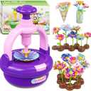 Plunack Flower Bouquets Toys for Kids Age 4-8, Flower Press Kit DIY Flowers Making Craft Kit for 4 5 6 7 Year Old Girls Floral Arts & Crafts Toys Educational Handmade Activity Set, Gift for Girls 3+ (Purple)