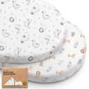 2-Pack Organic Bassinet Sheets for Girls, Boys - 100% Cotton Bassinet Mattress Sheets Compatible with Halo Bassinest Swivel Sleeper, Graco, Baby Delight, Chicco, Fitted Bassinet Sheets (KeaSafari) (Universal Fit 33 x 17)