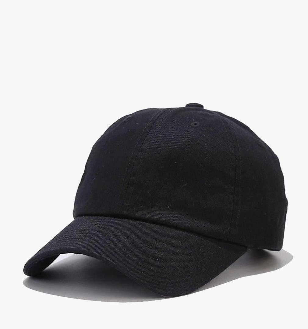 Malaxlx Black Small Baseball Cap Men Women - Adjustable Fitted Plain Dad Hat Petite Size Little Sports Golf Cap