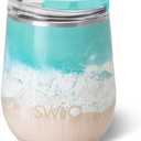 Swig Life 12oz Wine Tumbler with Lid, Stainless Steel, Dishwasher Safe, Portable, Triple Insulated Wine Tumbler (High Tide)