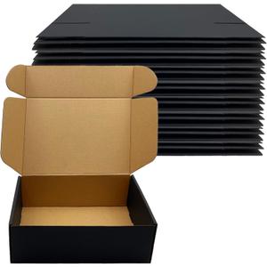 24 Pack 10x7x3 inch Black Shipping Boxes Cardboard Packaging Boxes for Mailing Shipping Corrugated Cardboard Boxes for Packaging Small Business Craft Flat Shipping Boxes Empty Gifts Giving Products