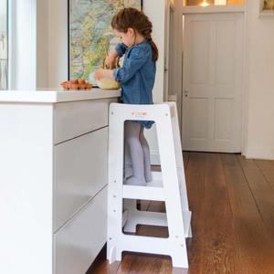 Stepup Baby Toddler Tower - Kids Helper Step Stool & Safety Rail for Child & Adjustable Height, Durable Non-Slip Platform for Kitchen & Bathroom Sink, Easy Assembly Toddlers Tower - White
