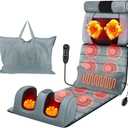 KOCASO Full Body Massage Mat with Heat, Electric Heated Massage Pad Cushion w/Vibration for Back/Neck/Foot, Detachable Head Pillow, Timer Function